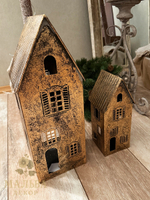 Подсвечник "Домик" средний античное золото 11,5x11,5xH26 см