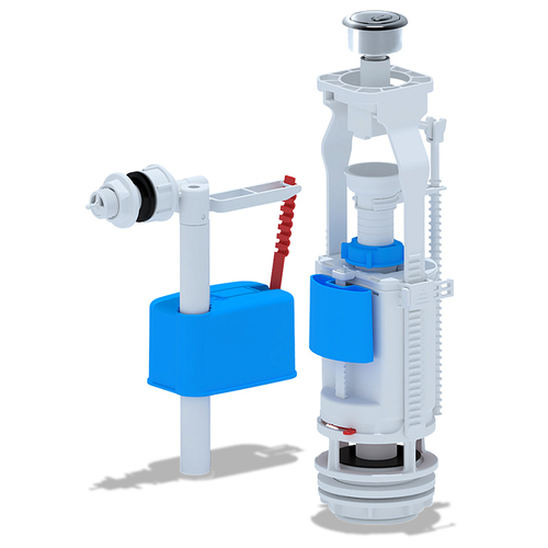 Набор с боковой подводкой Ани Пласт G 1/2", с пластиковым штуцером двойная металлизированная кнопка эконом (WC3050M)