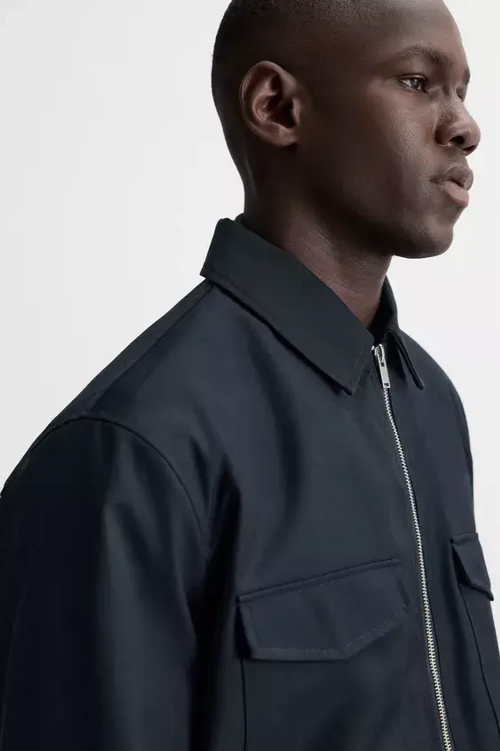 ZARA СТЕГАНАЯ КУРТКА-РУБАШКА REGULAR FIT, МОРСКОЙ СИНИЙ