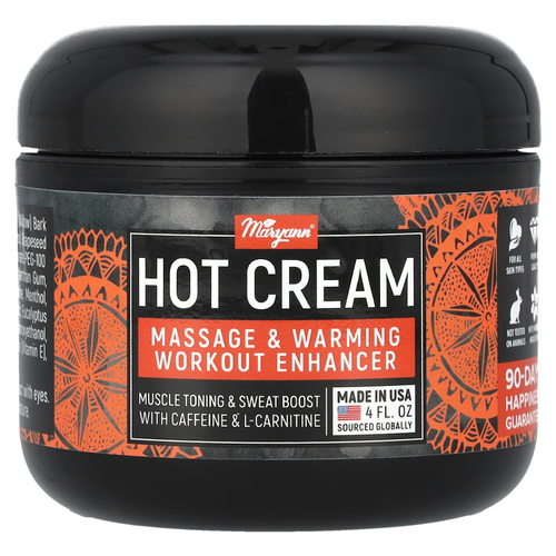 MaryAnn Organics, Hot-Cream, средство для массажа и согревающих тренировок, 4 жидк. унц.