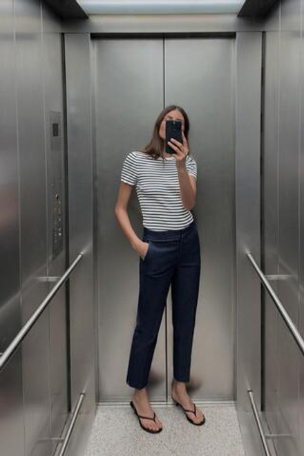 ZARA УКОРОЧЕННЫЕ БРЮКИ ИЗ МЯГКОЙ ТКАНИ, СИНИЙ/ИНДИГО
