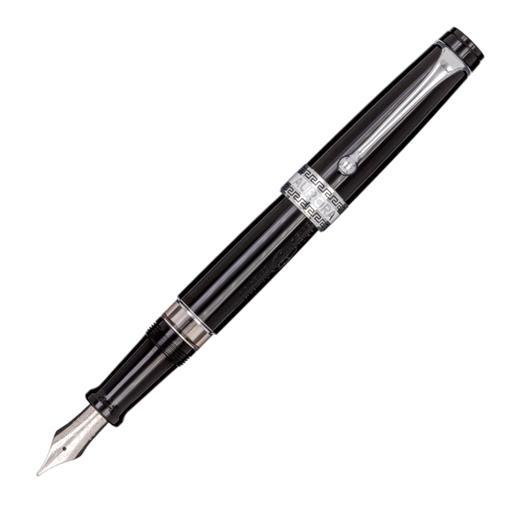 Перьевая ручка Aurora Optima Resina Black CT, перо — F, в подарочной коробке