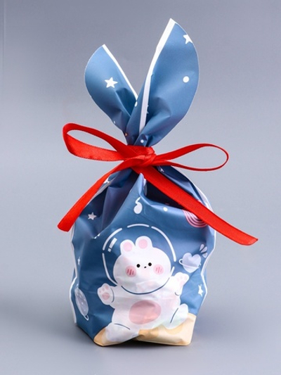 Пакет полиэтиленовый подарочный с ушками «Мишка на луне», 13×23 см