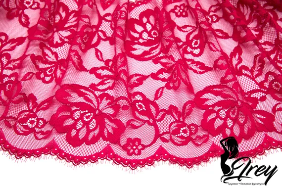 03-203 Кружево эластичные реснички 22 см, красный (ягодный)