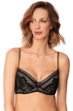 Пуш-ап бюстгальтер с ажуром на чашках (Размер: 75D) (Цвет: кремовый)