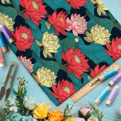 Ткань премиум шелк искусственный Армани ночная флоральная мелодия