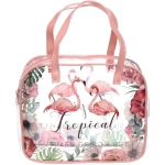 Косметичка прозрачная «MALINKA SHOP», фламинго, цвет окантовки розовый, 20*16*7