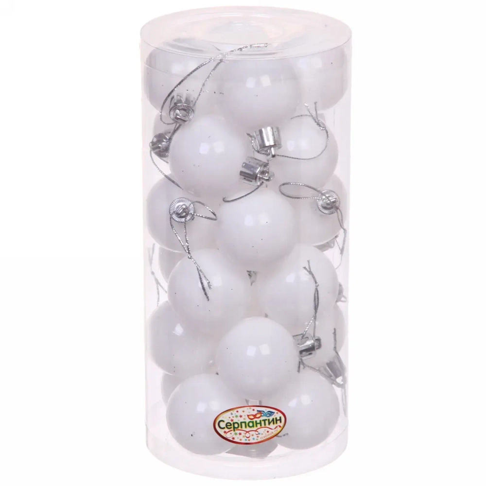 Новогодние шары 4 см (набор 24 шт) «Глянец», белый