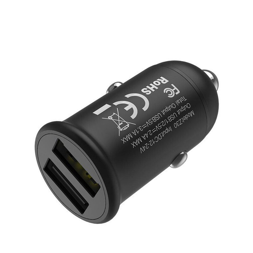 Автомобильный адаптер питания HOCO Z30 2USB 3.1A (черный)
