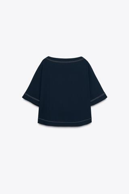 ZARA БЛУЗКА С ОТДЕЛОЧНЫМИ ШВАМИ, МОРСКОЙ СИНИЙ