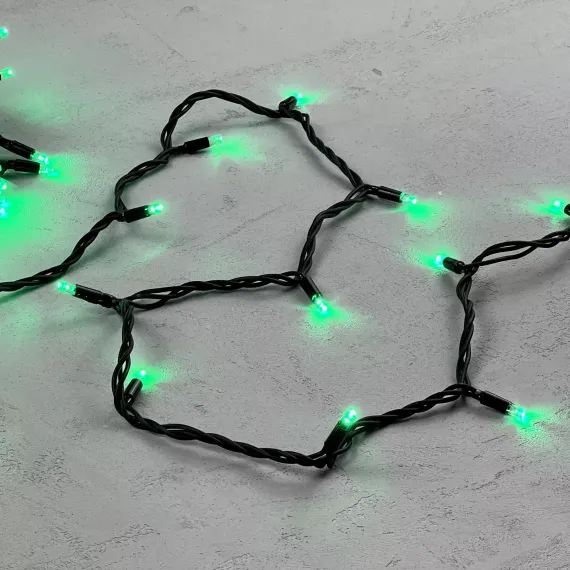 Гирлянда Нить 10 м., зеленый, 220В, 75 LED, Провод Черный Каучук, IP65, LTC (LL75-1-2G)