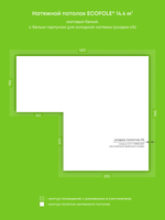 Натяжные потолки 16.9 м2, 14.4 м2, 14.4 м2, 14.4 м2