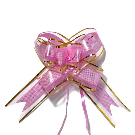 Бант подарочный затягивающийся 14см*50мм с органзой, ассорти 10шт/уп