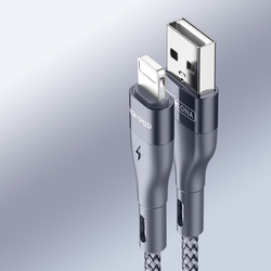 Кабель в тканевой оплетке длина 200см (2м) с разъемом USB-A на Lightning с быстрой зарядкой PD 12W от Duzzona, серия A7 Cable