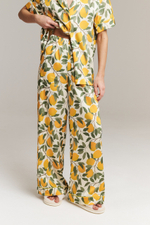 Шелковые брюки с кантом и лимонами