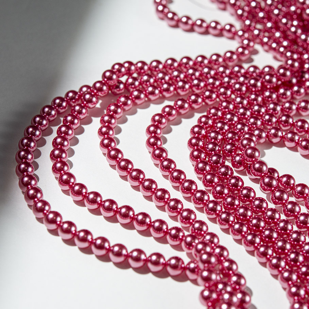 Хрустальный жемчуг, оттенок "Metalic Pink", шар 6мм, улучшенное покрытие