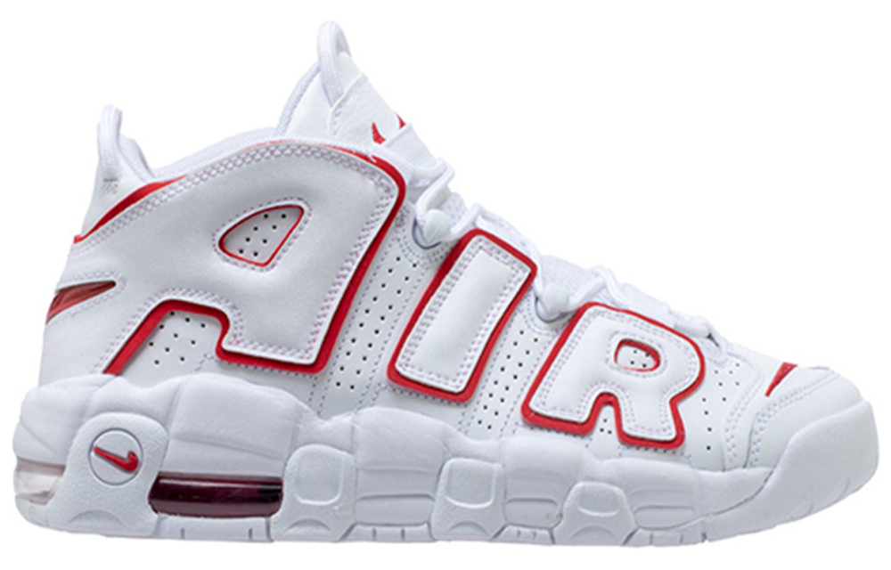 Nike Air More Uptempo White Varsity Red Outline Hyper Sneakers