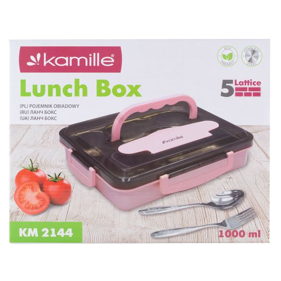 Ланч бокс 1000 мл. Kamille KM 2144 пластик, нержавеющая сталь