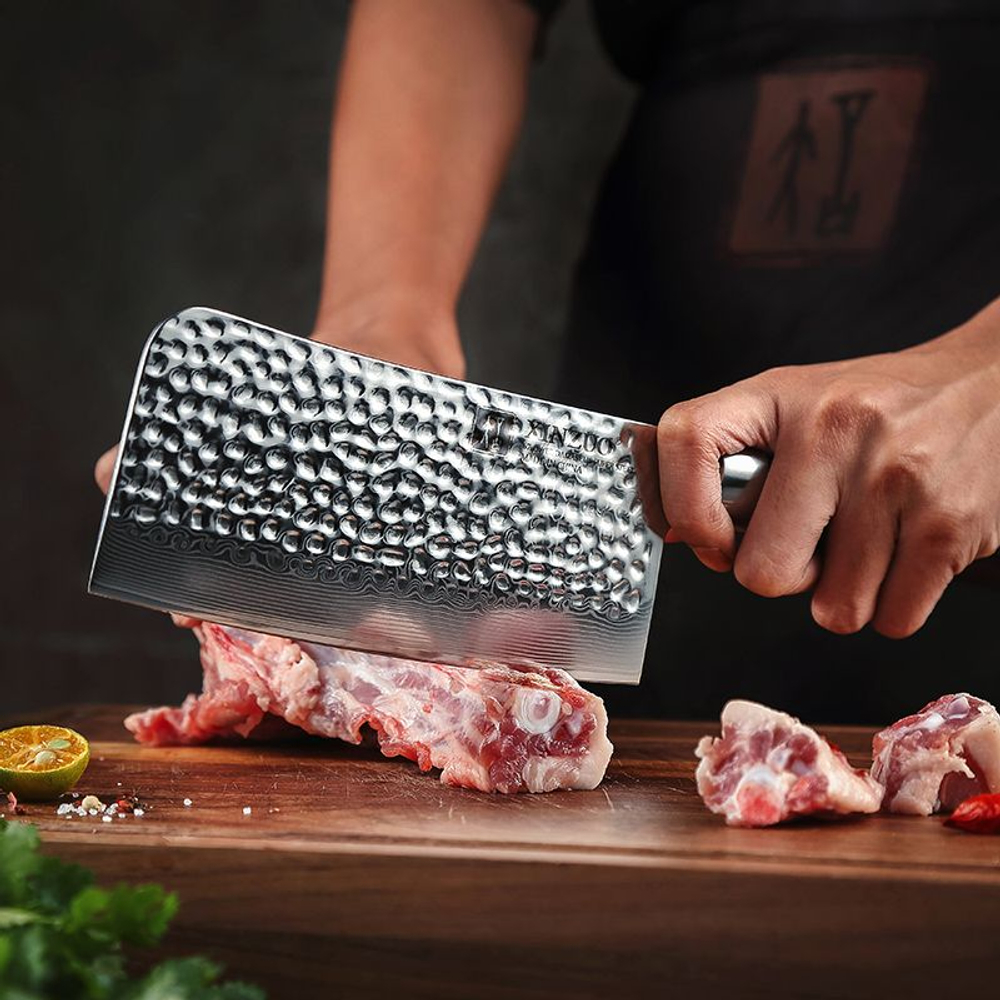 Кухонный нож Xinzuo B1H Bone Chopper нож 6,5 дюймов клинок 67 Layers Damascus рукоять дерево pakka, длина лезвия 16,5 см