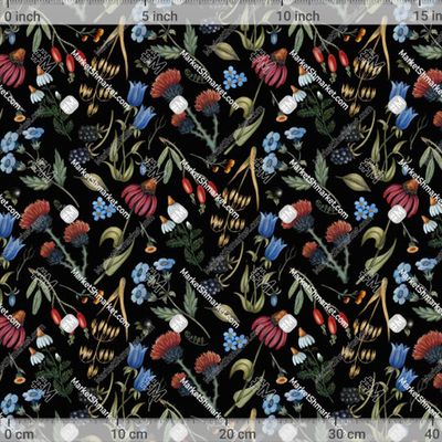 Полевые цветы на черном фоне by g.sm.art 536 DPI