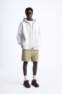 ZARA ШОРТЫ ИЗ ЖАТОЙ ТКАНИ, ХАКИ