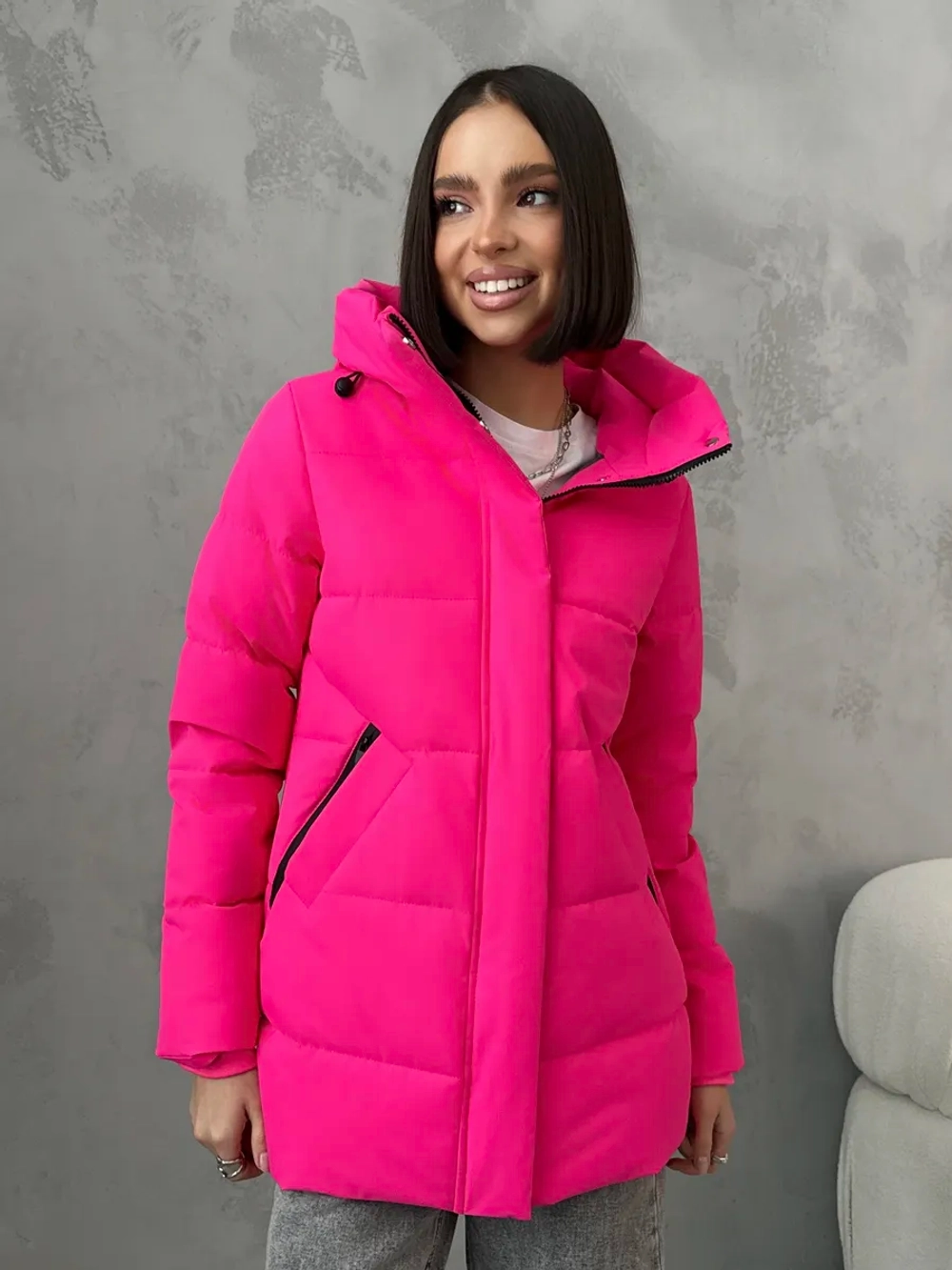 Куртка весенняя удлиненная с капюшоном