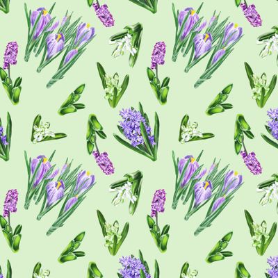 весенние цветы на зеленом фоне