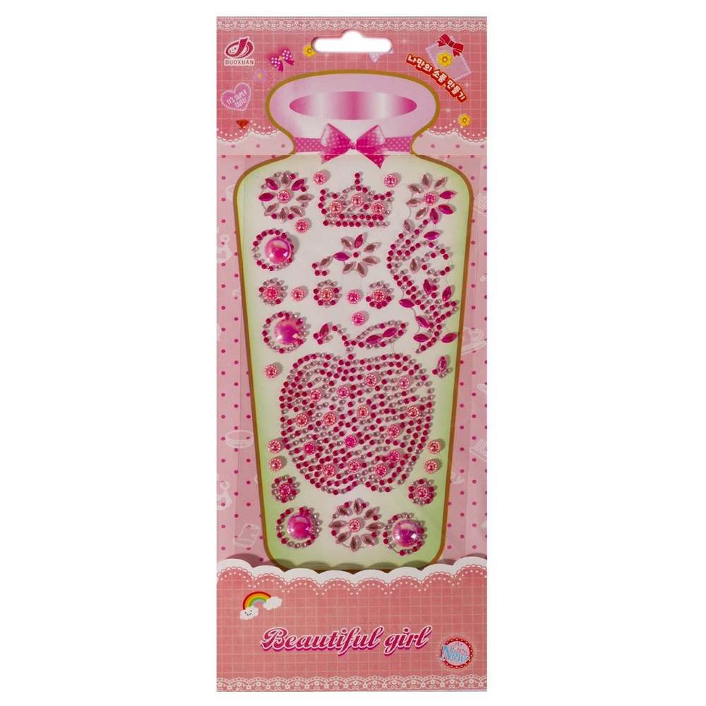 Наклейки-стразы Alingar, акриловые, "Яблочко", яблоко, цветы, корона, пакет с европодвесом