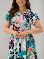 Платье П-026/бирюзаабстракция-надписи