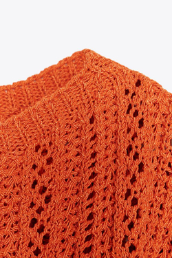 ZARA УКОРОЧЕННЫЙ ТРИКОТАЖНЫЙ ТОП, ОРАНЖЕВЫЙ