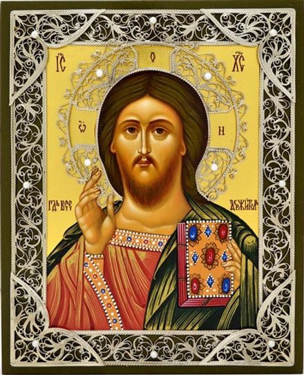 Спаситель Вседержитель. Рукописная икона Иисуса Христа.