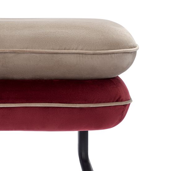 Пуф pea, велюр, бежевый/бордовый