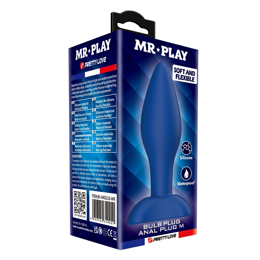 Синяя анальная пробка Bulb Plug - 10,5 см.