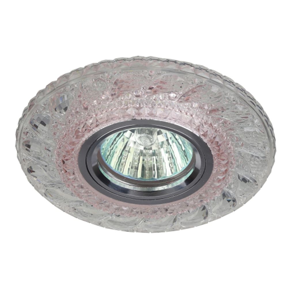 DK LD18 SL PK/WH Светильник ЭРА декор cо светодиодной подсветкой MR16, прозрачный розовый | Встраиваемые LED светильники