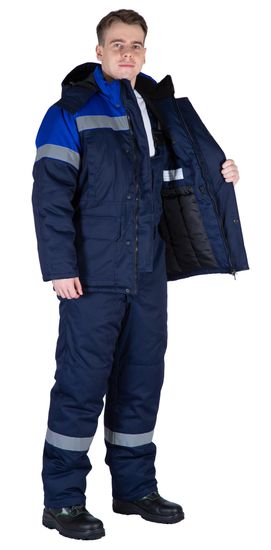 Костюм зимний "Байкит" с полукомбинезоном, т.синий/васильковый