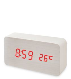 ЯЛ-07-09/15 Часы электронные (белое дерево с красной подсветкой)