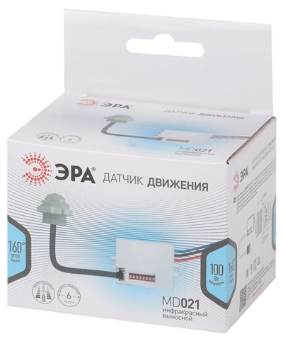 Датчик движения MD 021 для дома инфракрасный 100 ВА 5сек/8мин 6м IP20 ЭРА