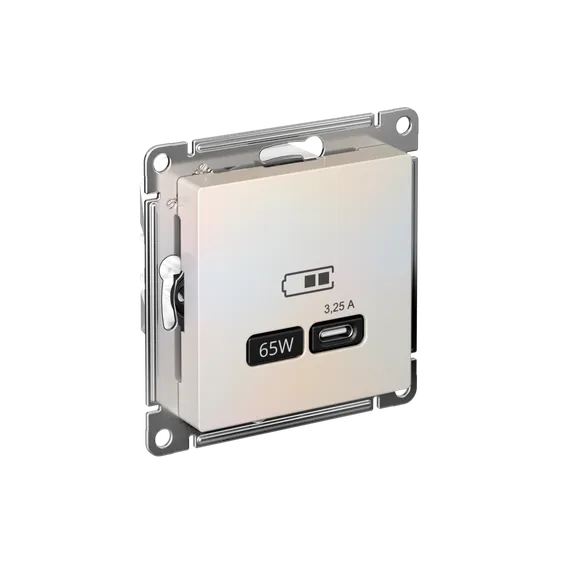 Розетка USB AtlasDesign тип C 65Вт QC PD высокоскор. ЗУ механизм жемчуж. SE ATN000427