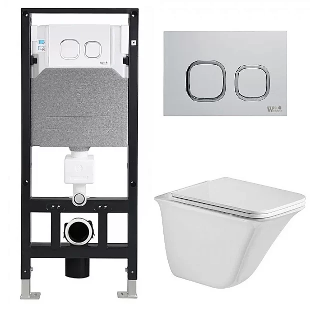 Унитаз с инсталляцией WeltWasser AMBERG 506 + ROTBACH 004 GL-WT + AMBERG RD-MT CR