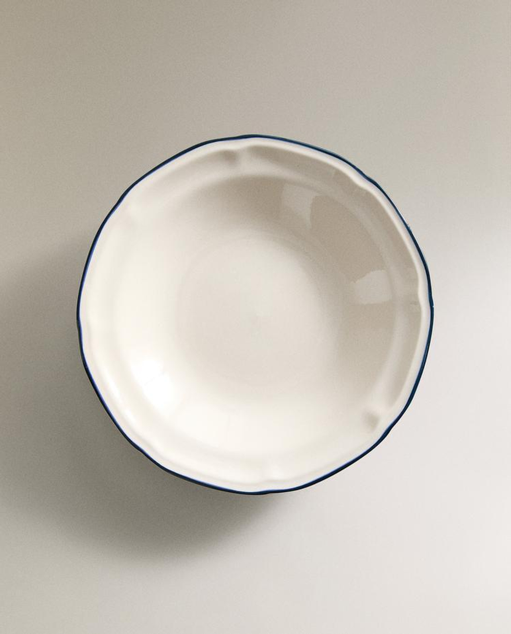 ZARA HOME ГЛУБОКАЯ СУПОВАЯ ТАРЕЛККА С КАЙМОЙ, СИНИЙ