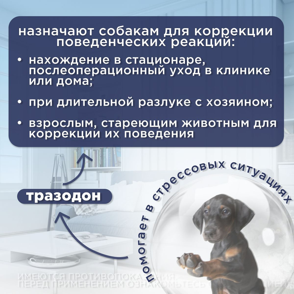 Курс Успокоин таблетки для собак мелких пород 16 таб. Тразодон.