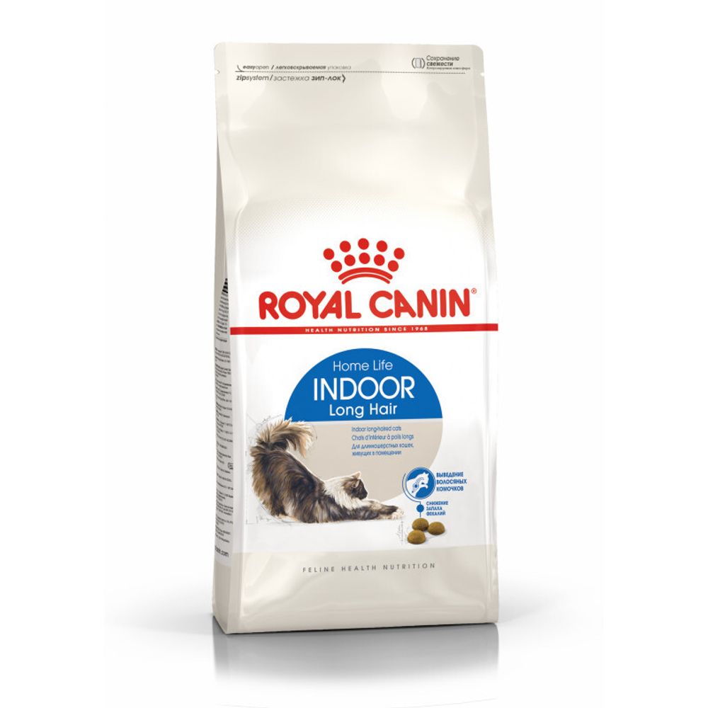 Royal Canin Indoor Long Hair Корм сухой сбалансированный для взрослых длинношерстных кошек живущих в помещении 10 кг