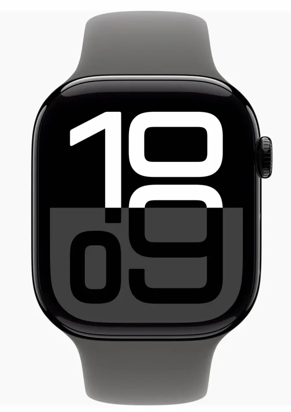 Apple Watch Series 10, 42 мм, алюминий цвета «чёрный глянец», спортивный ремешок цвета "Stone Gray"