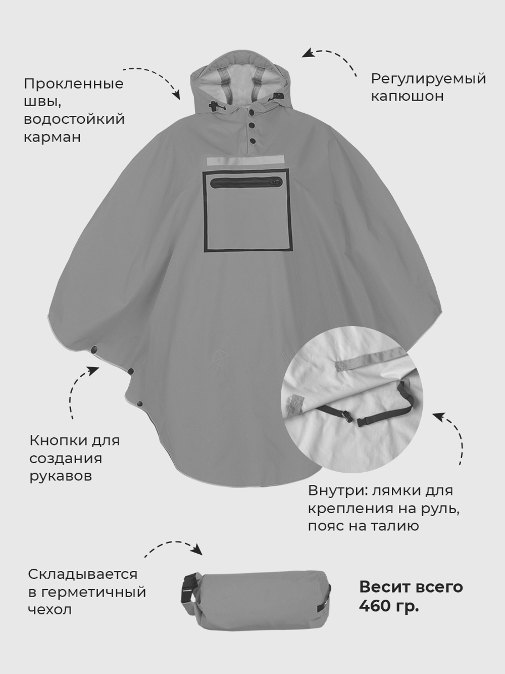 Дождевик-пончо серый Gamp Grey