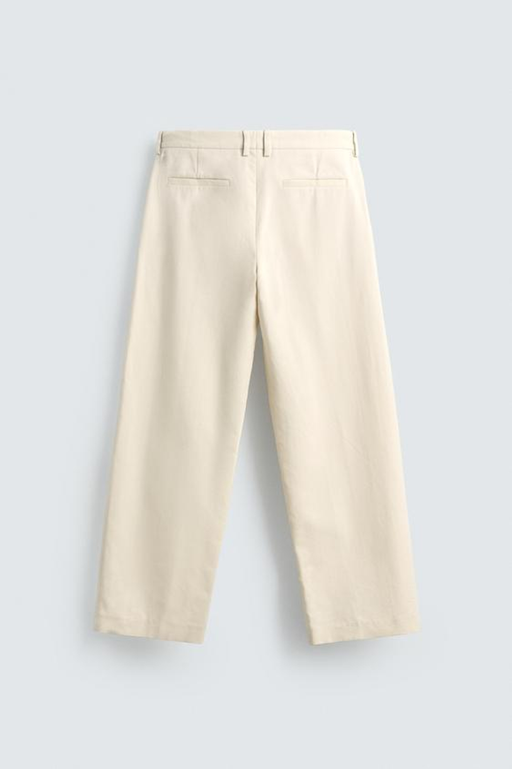 ZARA БРЮКИ ПРЯМОГО КРОЯ СО СКЛАДКАМИ - LIMITED EDITION, ЖЕЛТОВАТО-БЕЛЫЙ