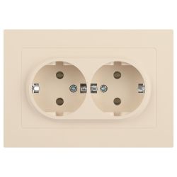 Розетка Intro Accent 6-205-02 двойная с заземлением 2X2P+E Schuko 16А-250В IP20 СУ AL/CU слоновая кость | Intro