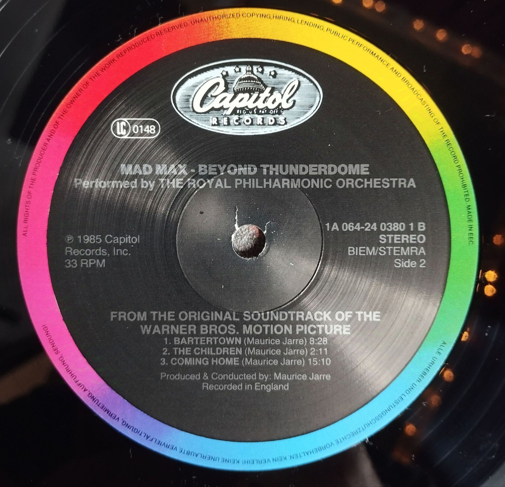 Винтажная виниловая пластинка LP Mad Max Beyond Thunderdome Motion Picture Soundtrack (Germany 1985)