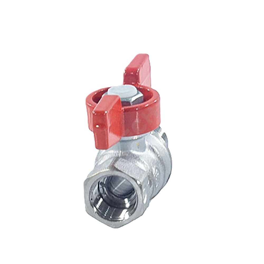 Кран шаровой латунь хром R254D Ду 10 Ру42 ВР/НР бабочка красная Giacomini R254X002
