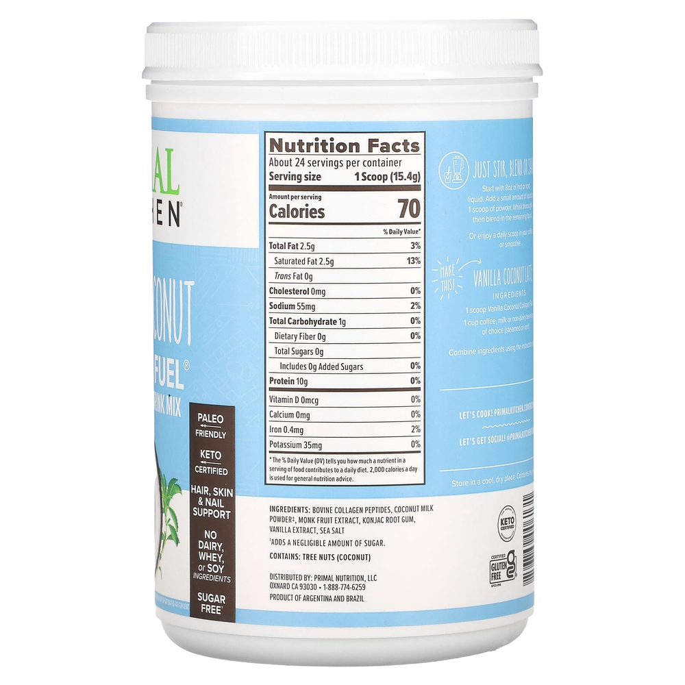Primal Kitchen, Collagen Fuel, ваниль и кокос, 370 г (13,05 унции)