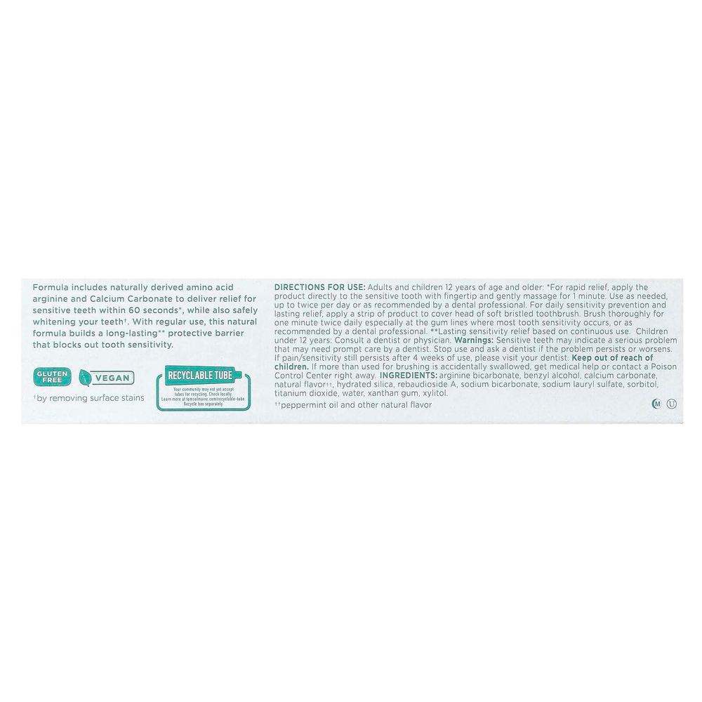 Tom's of Maine, Sensitive + Whitening, зубная паста для чувствительных зубов, без фтора, успокаивающая мята, 113 г (4 унции)